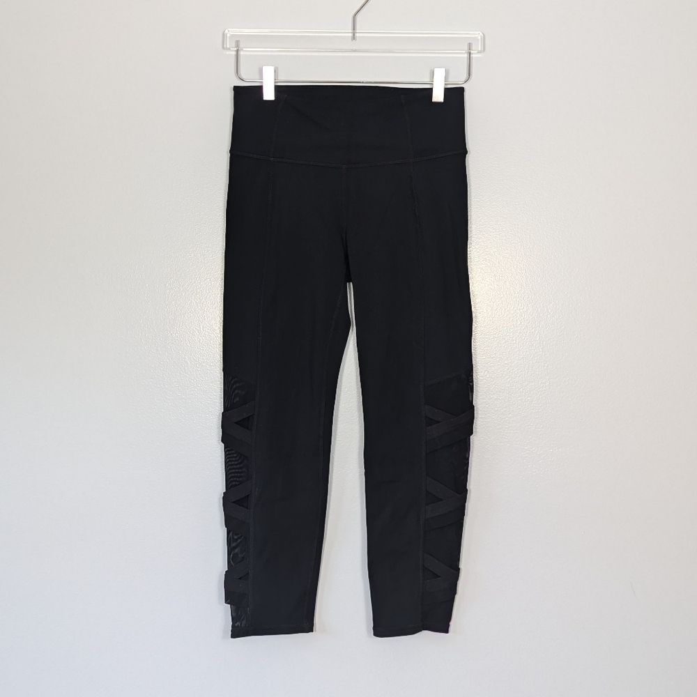 Athleta Chaturanga Mesh High Rise Leggings Small Black
